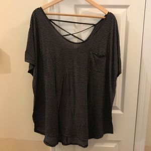 Black striped tunic/short sleeve shirt